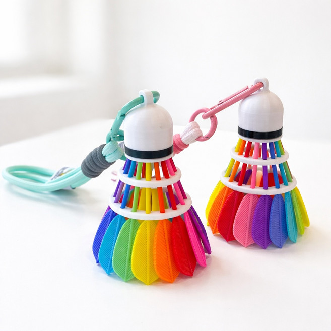 플라이로즈 배드민턴 레인보우 셔틀콕 키링 스트랩 2개 세트