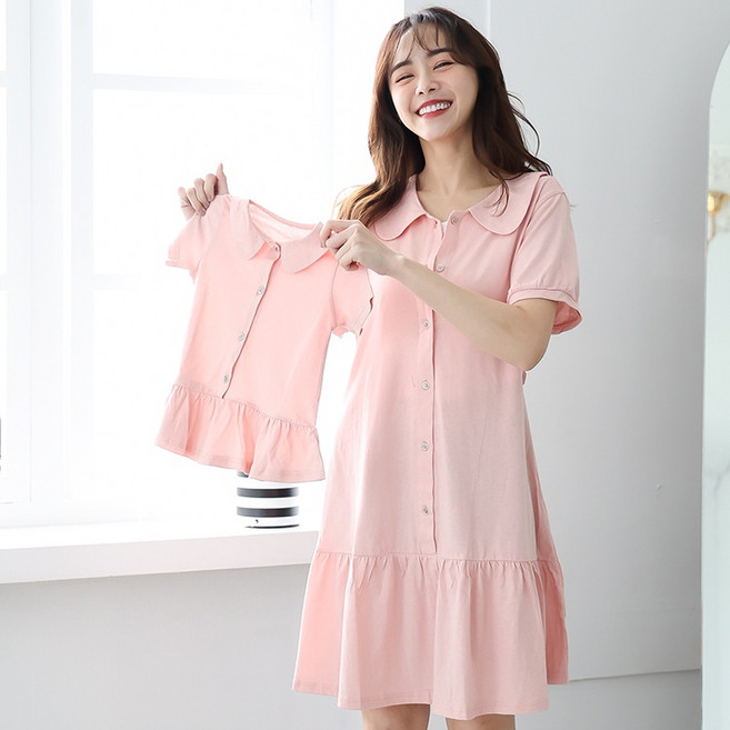 BabyShare 親子裝 哺乳衣 孕婦連身裙 附寶寶衣 兩色可選