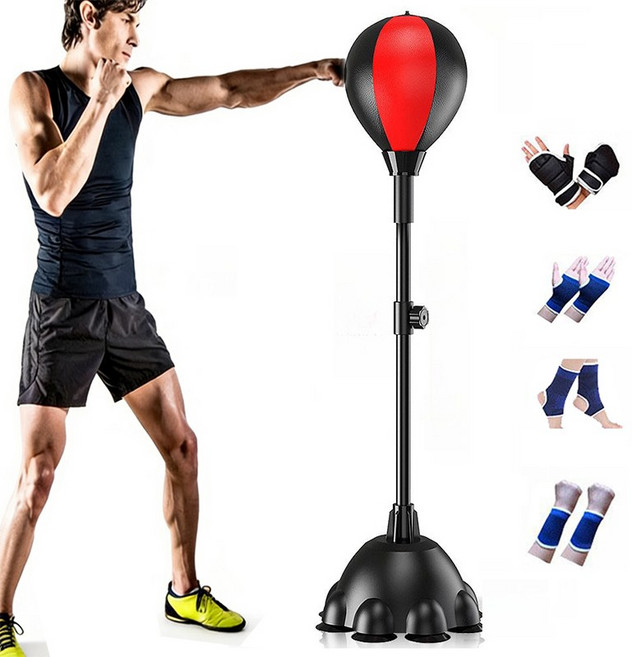 BIKASU 복싱 샌드백 실내 피트니스 가정용 펀치볼 격투기 높이 조절 가능 펀치백, 블랙