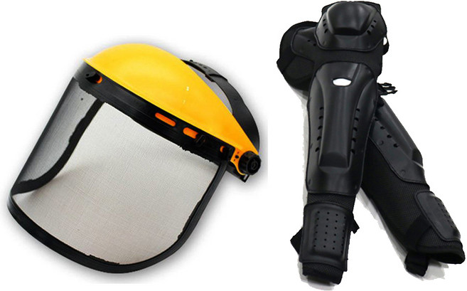 몬스터 예초기안전장비 안면보호구 무릎보호대 세트 엔진톱 예초기 충전톱 충전예초기 벌초, 1세트