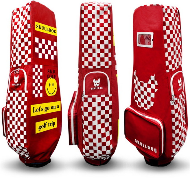 스컬독 골프 항공커버 하단오픈 10초 항공백 일반 스탠드 바퀴형 모두 호환 파우치 일체형, 10초 항공커버 레드