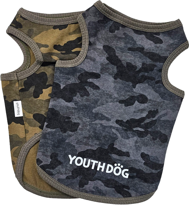 밀리터리 카모 강아지옷 민소매 나시 코스튬, 1개, 차콜