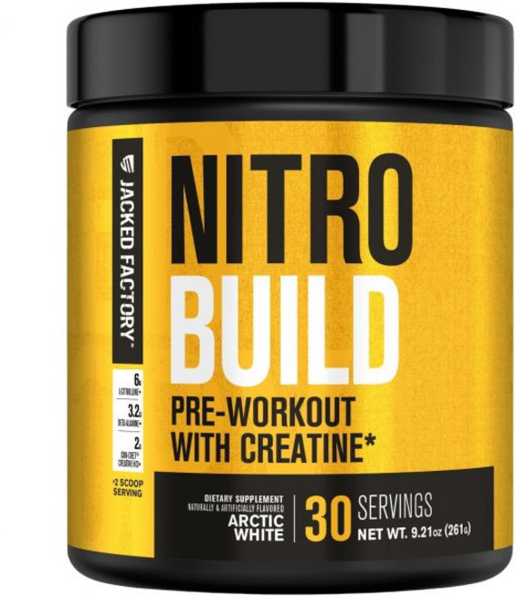 아르기닌 지방 잭드 팩토리 니트로서지 위해 크레아틴으로 프리 운동 구축 콘크렛 크레아틴 파우더 & 엘레브강렬 에너지 펌프 끝없 내구성 ATP 30인분 블루 라즈베리, Arctic White, 1개