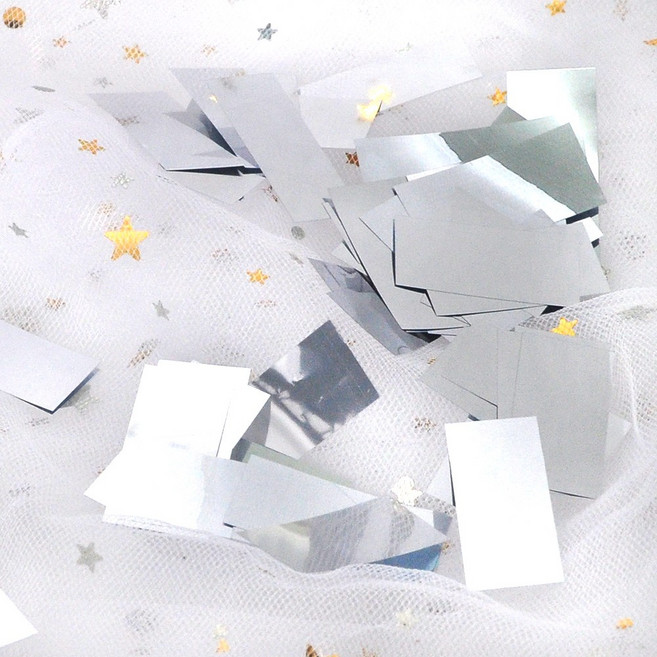 파티쇼 대용량 은박 컨페티 1.5cmx3cm 200g 직사각 실버 생일 파티 꽃가루 기념일 장식, 단품