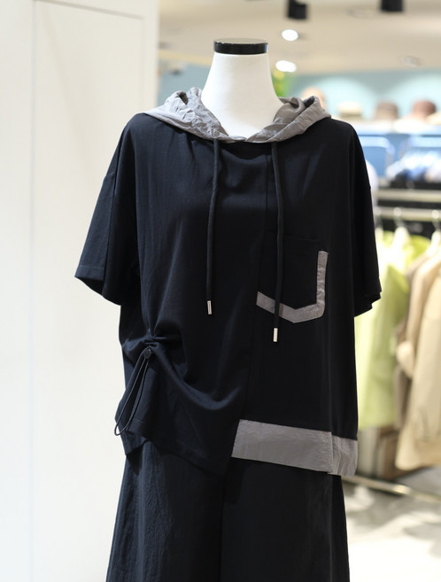 꼼빠니아 후드 반팔 스트링 티셔츠 CAEU4-WKS151