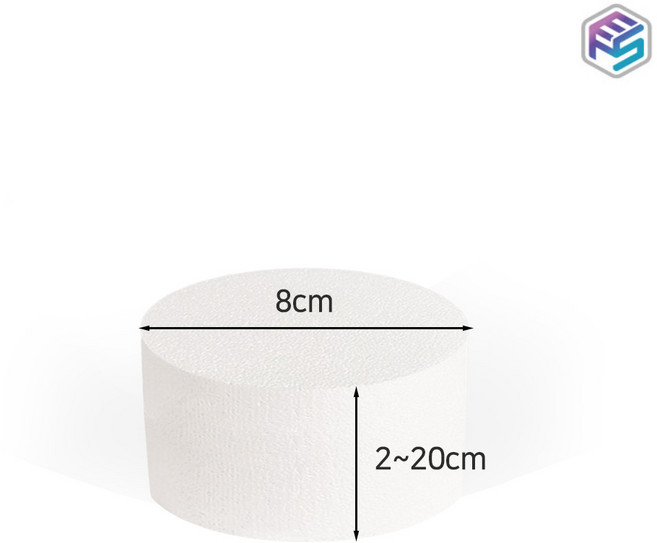 원형 압축 스티로폼 지름 8cm 두께 2~20cm공예 만들기 재단 인테리어 케이크모형 오브제 DIY, 1개