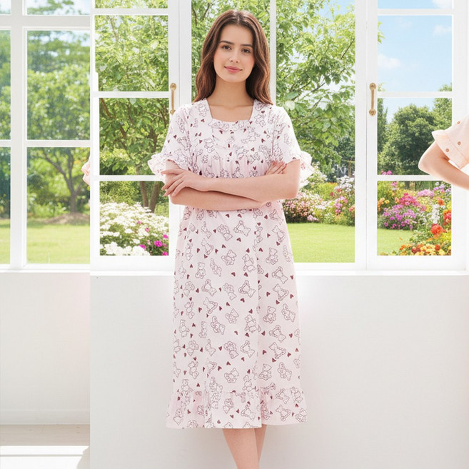 캐리루시 여성 시원한 요루 스퀘어넥 프릴 반팔원피스