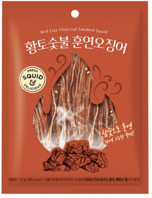 황토숯불 훈연오징어, 3개