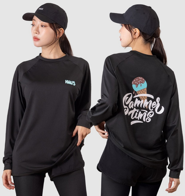 여자 루즈핏 래쉬가드 커플 상의 긴팔 수영복 빅사이즈 스포츠웨어 자외선차단 체형커버