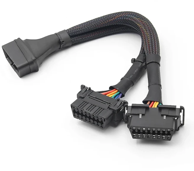 1 ~ 2 obd2 연장 케이블 obd 16pin 남성-여성 elm327 v1.5 용 vag 자동차 자동차 진단 도구 스캐너 com for, 1 to 2 high qu ty, 1개
