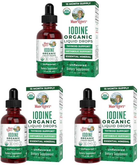 메리루스 오가닉스 유기농 아이오딘 요오드 액상 드롭 1년분량 MaryRuth Organics Iodine Liquid Drops, 3개, 30ml - 쿠팡