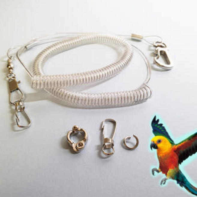 앵무새 발목링 산책 하네스 발목줄 산책줄 미아조 방지 금속 리드줄 세트 5호(스프링리드줄), 1개