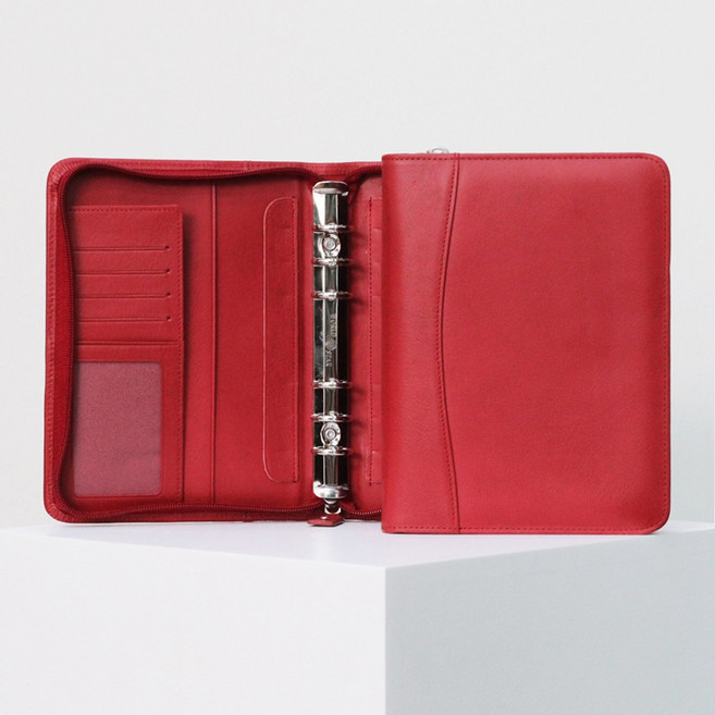 2026년 마뜨 40절 b6 베지터블 소가죽 업무 6공 가죽 지퍼 다이어리 커버 레드 D76651, 이니셜미각인, 이니셜미각인, 추가안함(다이어리 속지 증정)