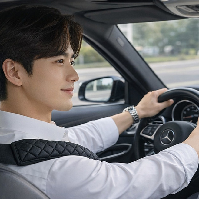 [제이엠리빙] 다이아몬드스티 벨벳 안전밸트 커버 롱사이즈 숏사이즈 2개, 블랙 50CM사이즈