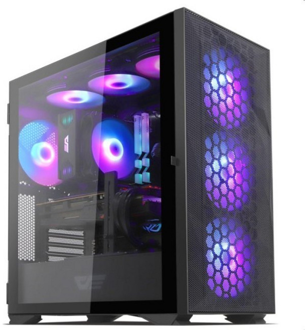 다크플래쉬 DLX21 RGB MESH 강화유리 블랙, 1개