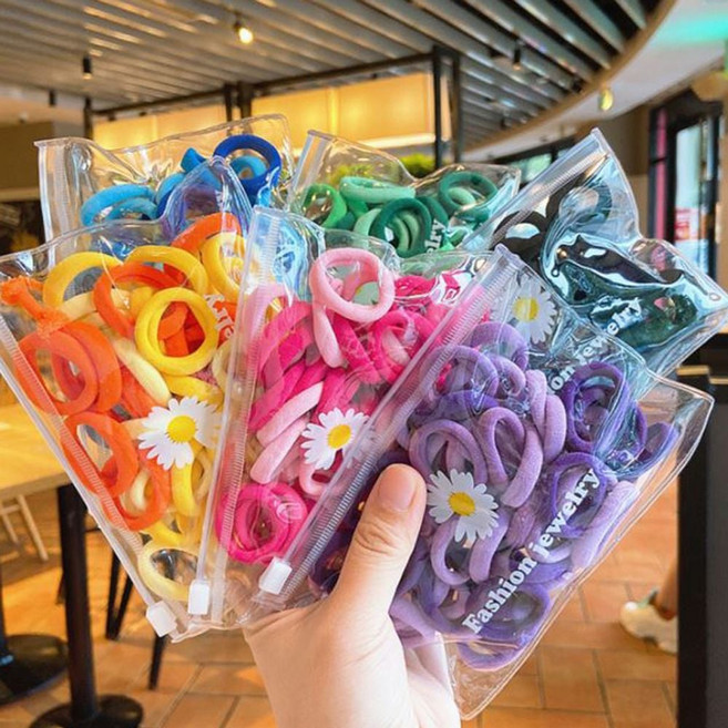 DM 짱짱한 무매듭 50P 컬러 무지 헤어 머리끈 hii+50237If