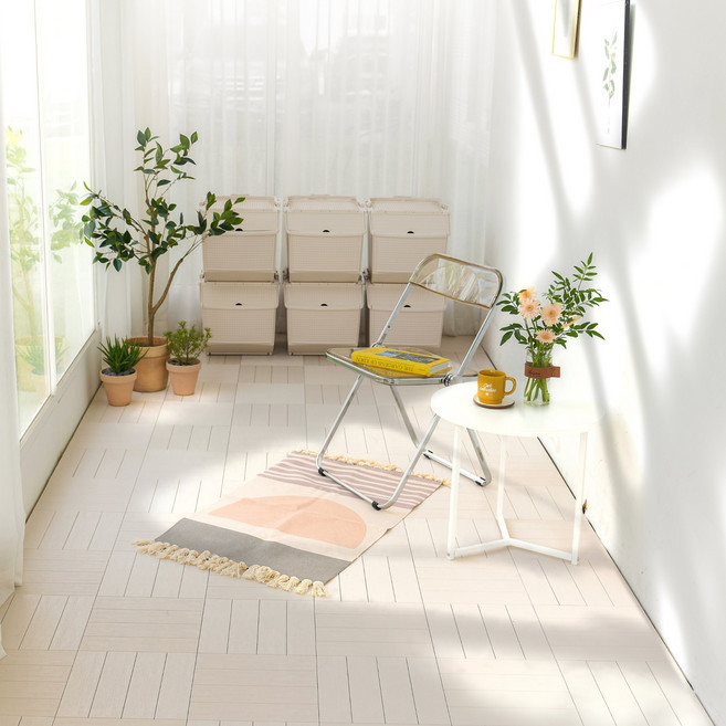 자취생활연구소 북유럽풍 촘촘한 일자형 분리형 바닥재, 아이보리, 18개