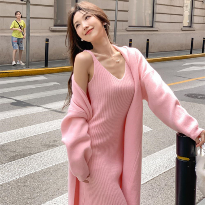 롱원피스 가디건 세트 임산부 가능 FREE 사이즈