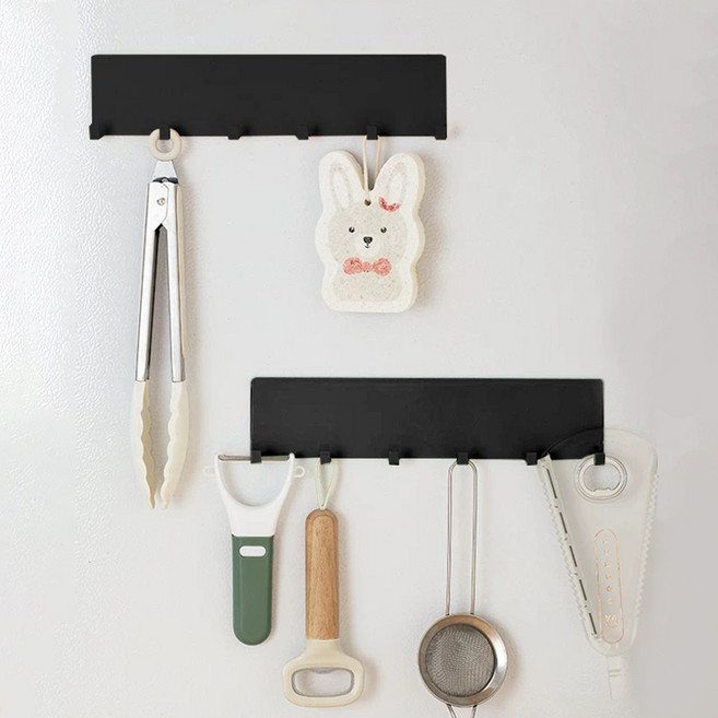 셀리빙 현관 냉장고 초강력 자석 고리 후크 25cm, 블랙, 1개