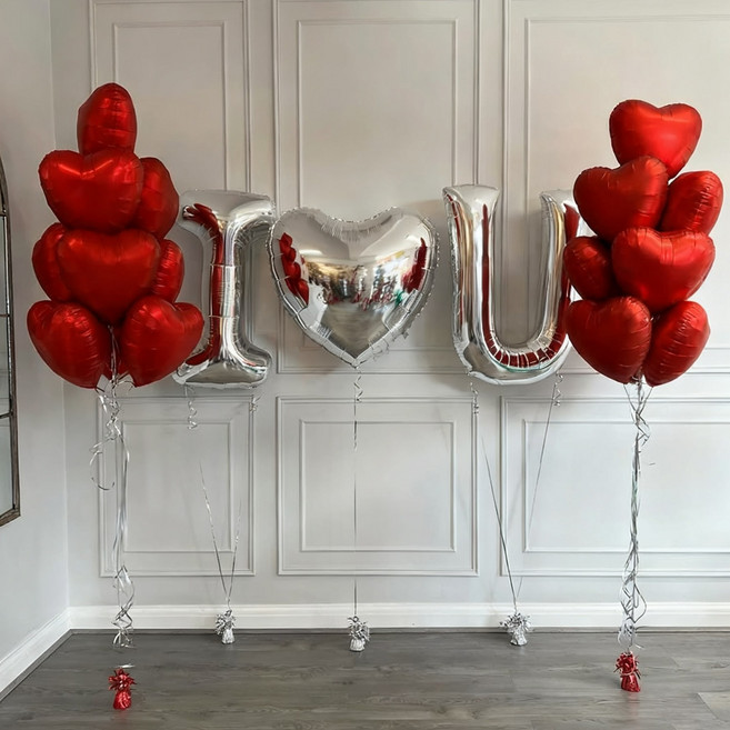 빨간색 하트 풍선 발렌타인 결혼기념일 고백 장식용 총19개