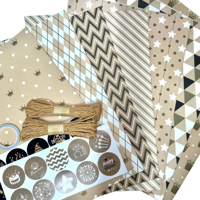 심플리비 선물 포장지 50x70cm 7종 세트 + 포장끈 스티커 테이프, 1세트, 혼합