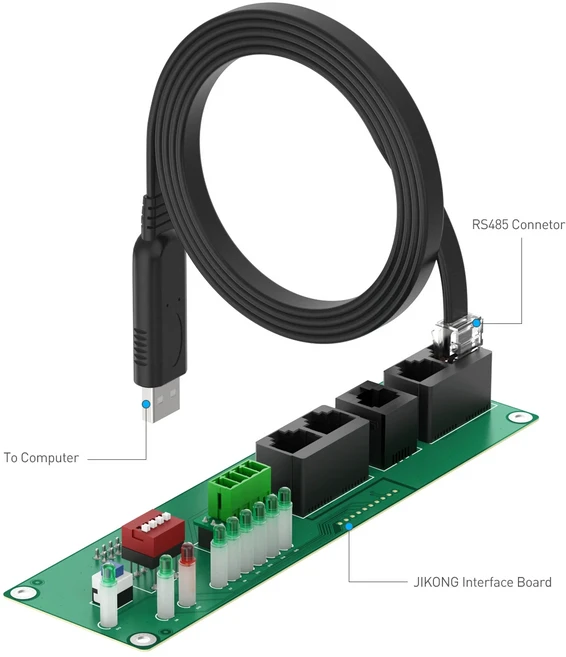 Jk 스마트 bms 8s-16s lifepo4 리튬 이온 배터리 24V 100A 가정용 에너지 BMS JIKONG 인버터 액티브 밸런서, 01 USB - RJ45, 01 CN, 01 USB - RJ45
