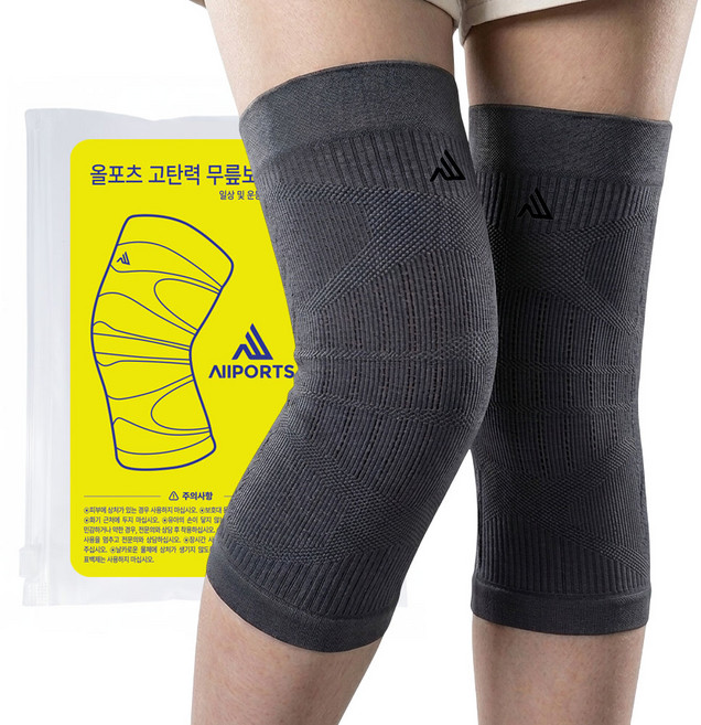 올포츠 얇은 니슬리브 고탄력 무릎보호대, 차콜, 2개