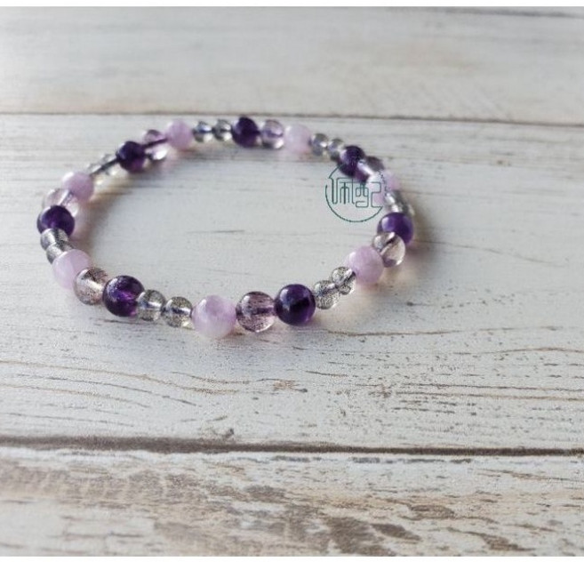 佩配 紫鋰輝 紫水晶 超七 拉長石 手環