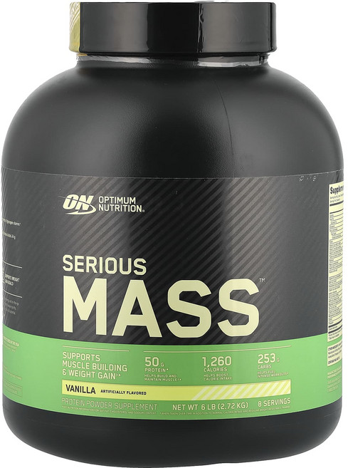 OPTIMUM NUTRITION 歐恩 serious Mass 1250 香草卡路里奶昔, 2.72kg, 1個
