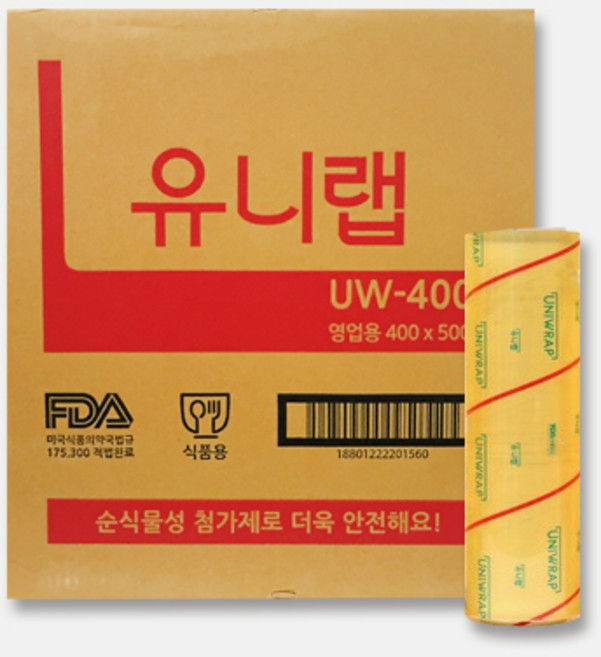 업소용 유니랩 400mm 박스 6롤 랩포장 랩핑 40cm 업소용랩 정육점 마트 고기와함께, 6개
