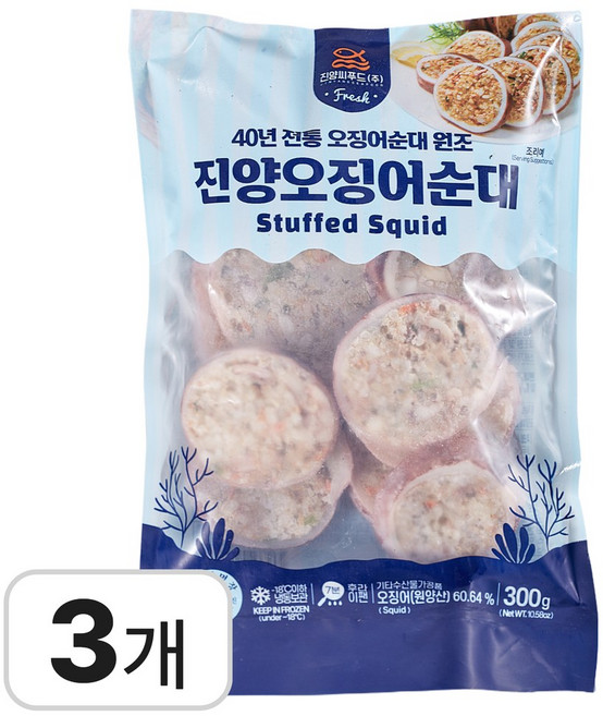 속초 진양 오징어순대 슬라이스, 3개, 300g