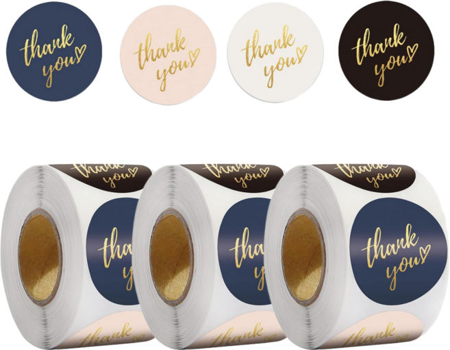 500매입 땡큐 감사 원형 스티커, 3세트, 혼합(S354) 500매