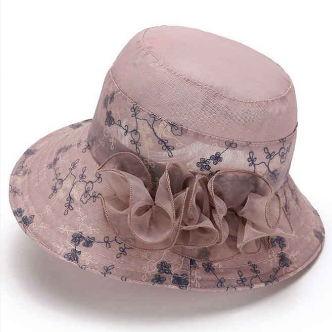 데일리비 가볍고 시원한 멀티 러플코사지 플라워 중년여성 여름 엄마모자