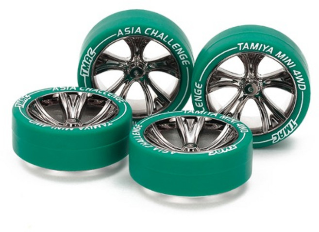 (95686) 타미야 미니카 중경 로우프로파일 타이어 블랙도금 A 스포크 휠 TMAC