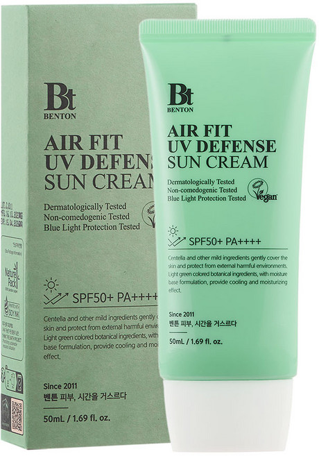 [벤튼] 에어핏 유브이 디펜스 미백 수분 선크림 SPF50+/PA++++, 1개, 50ml