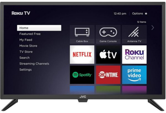 JVC 32인치 720p HD LED Roku 스마트 TV 음성 제어 앱 에어플레이 화면 캐스팅 및 300개 이상의 무료 스트리밍 채널 LT32MAW2