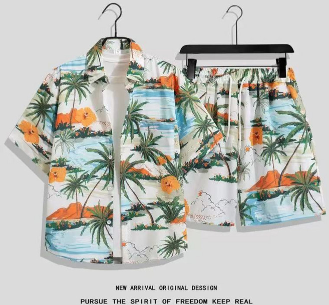 셔니엘 오버핏 하와이안 셔츠 남방 반바지 휴가 여행 해변 모래사장 리조트 세트