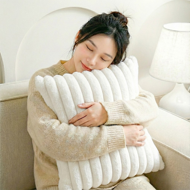 소하임 버니블룸 소파쿠션 솜+커버 2개 세트, 화이트