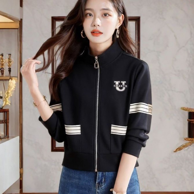 Neirny 여성 야구 점퍼 봄 가을 루즈핏 집업 간절기 데일리 루즈핏 패션 오버핏 바람막이 스포츠 숏 야구복 코트