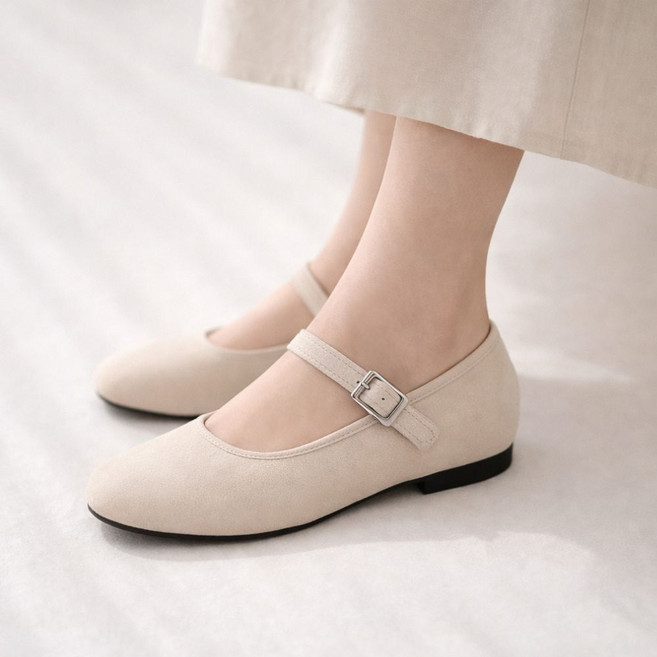 FOOI 여성용 발편한 소프트 펌프스 메리제인 플랫슈즈