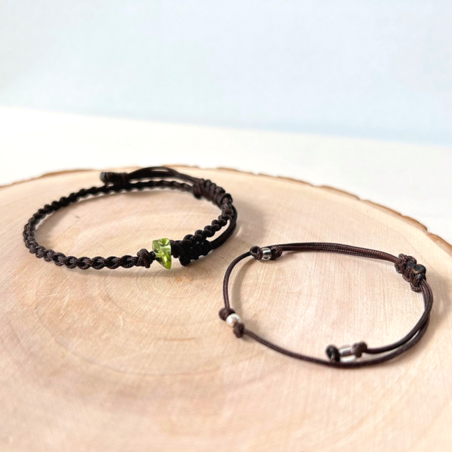 킴메이드 핸드메이드 8월 탄생석 페리도트 천연원석 매듭팔찌 실팔찌 세트 12가지 색상