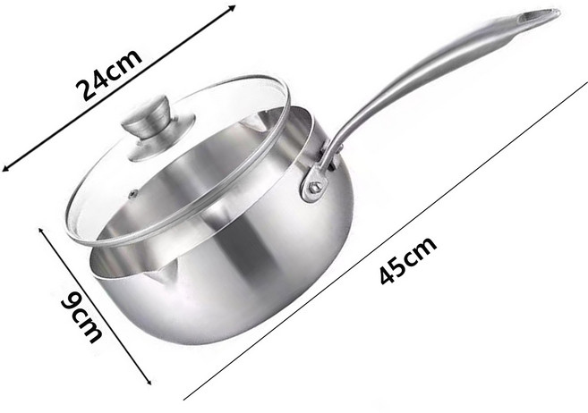 다기능단일 손잡이 스노우 팬 316 스테인레스스틸 코팅되지않은가정용프라이팬, 1개, 45cm