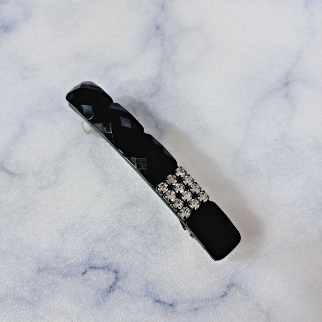 윤이네 [2P 세트] 국산 큐빅 자동핀 미니 앞머리 헤어핀 여성 보석 작은 머리핀 옆머리 고정 잔머리 정리 헤어 악세사리 삔 D-18