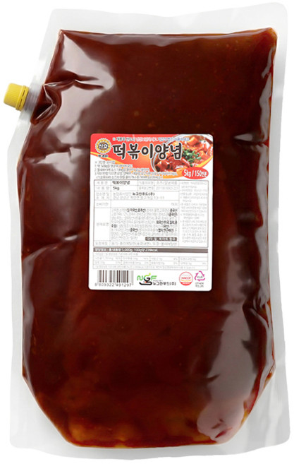 떡볶이양념 5KG 뉴그린 스파우트 파우치 업소용 대용량 양념 소스 베이스 식당, 1개