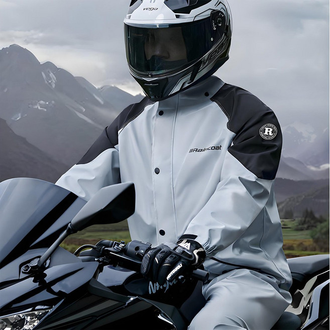 정싱 전동차 레인코트 성인 오토바이 레인코트 폭우방지 우비구 방한 우의 우비 비옷 세트/ 낚시 배달 라이더 우비 세트, XL, 회색