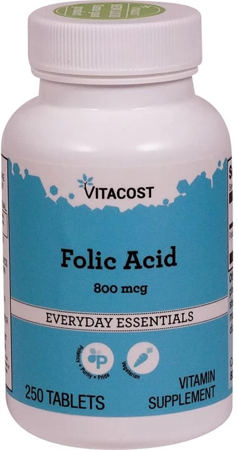 비타코스트 폴릭 애씨드 800 mcg Vitacost Folic Acid 250정, 1개 - 쿠팡
