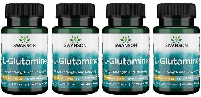 Swanson 아미노산 Ajipure L-글루타민 500mg 60 식물성 캡슐(3팩), 60정, 4