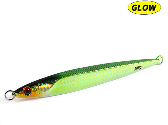 TEASER JIG-63 日系慢搖鐵板路亞餌 150g 200g 船釣鉛筆假餌, 綠色,150克, 1個