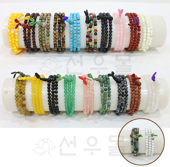 선우몰 원석 염주 5mm 천연원석 3줄팔찌 합장주 염주팔찌 108염주