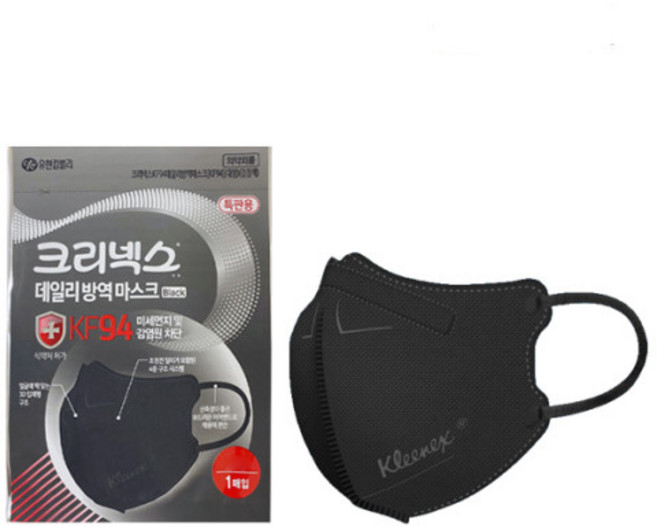 크리넥스KF94데일리방역마스크(KF94) 크리넥스 KF94 KF80 새부리형 데일리 방역 입체형 황사 마스크 소 중 대, 1, 1매